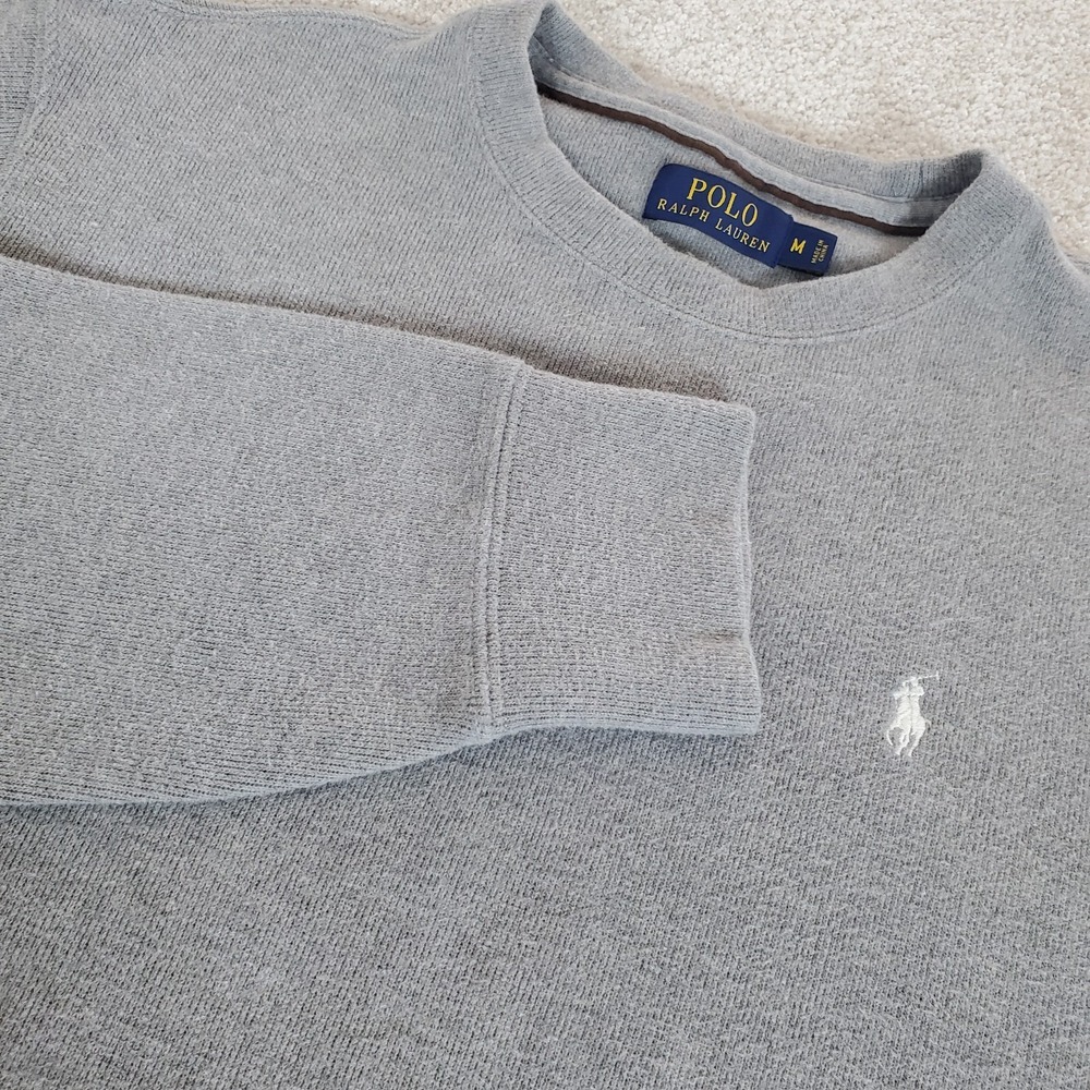 Polo Ralph Lauren Gray Pullover Sweatshirt Cotton Long Sleeve Men's Medium